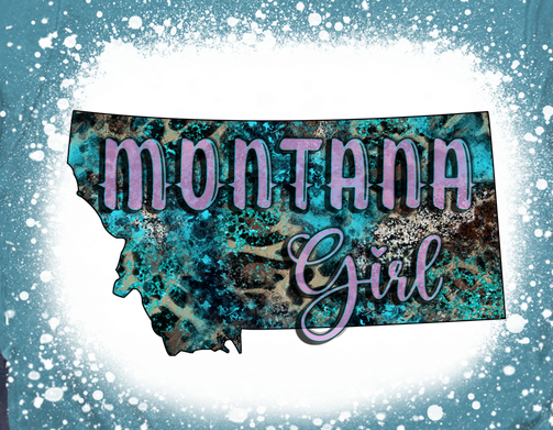 Montana Girl Bleached Gildan Tee Tshirt