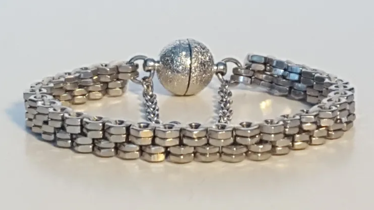 Stainless Steel Hex Double Nut Bracelet **Stunning**