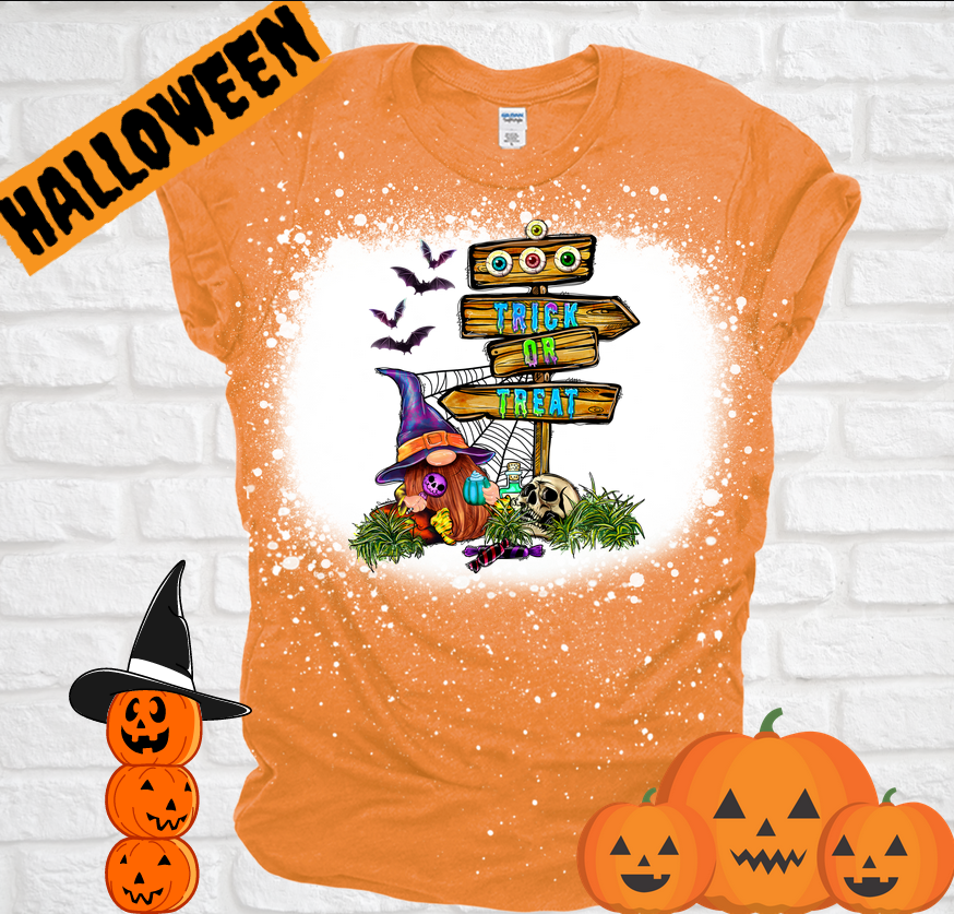 Halloween Gnome Bleached Tee T-shirt