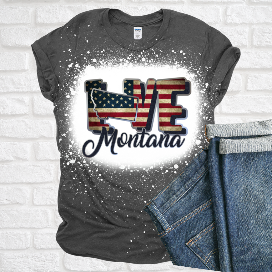 Dark Heather Unisex Love Montana Flag Tee