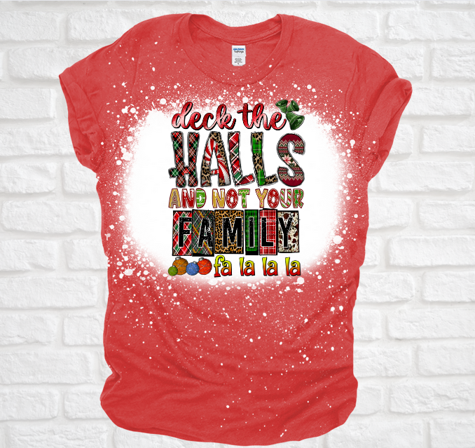 Deck The Halls Christmas Bleached Tee