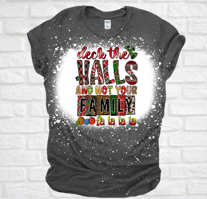 Deck The Halls Christmas Bleached Tee