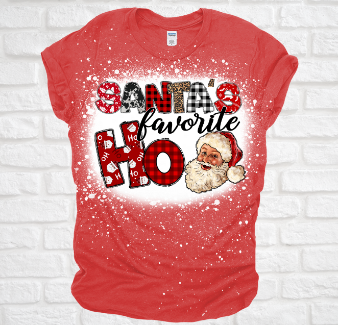 Santas Favorite Ho Christmas Bleached Tee