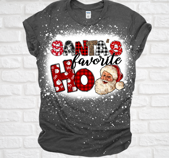 Santas Favorite Ho Christmas Bleached Tee