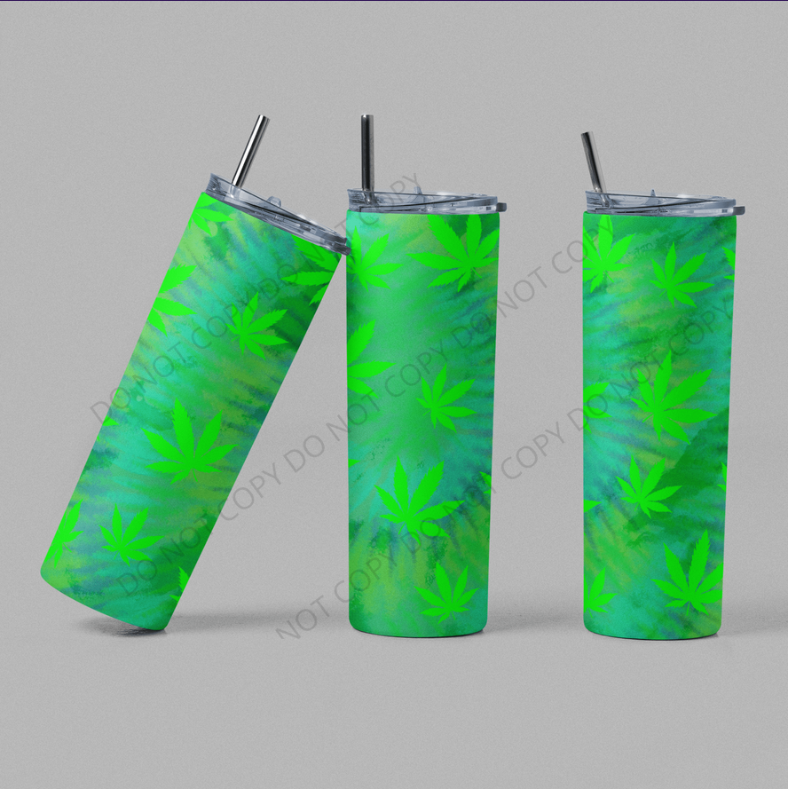Green Cannabis Leaf 20 oz Skinny Sublimation Tumbler
