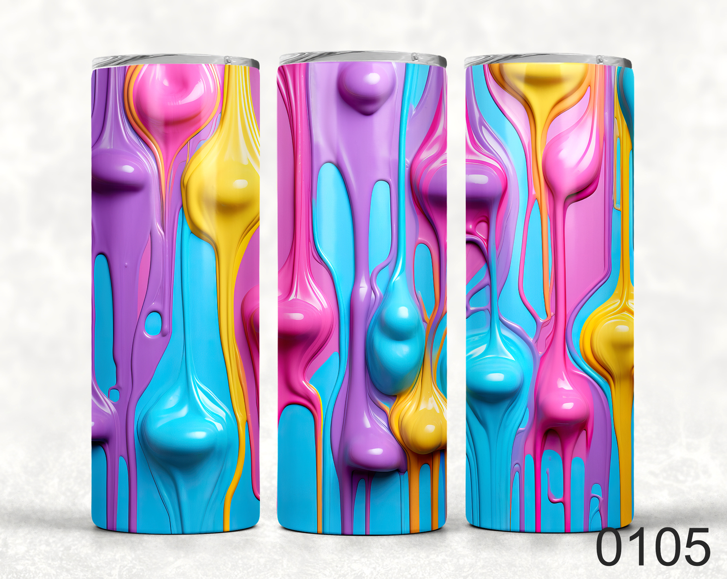 Beautiful Vibrant 3D Dripping Paint Tumblers Available in 20 and 30 oz sizes 0105