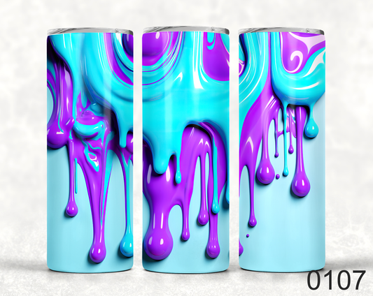 Beautiful Vibrant 3D Dripping Paint Tumblers Available in 20 and 30 oz sizes 0107