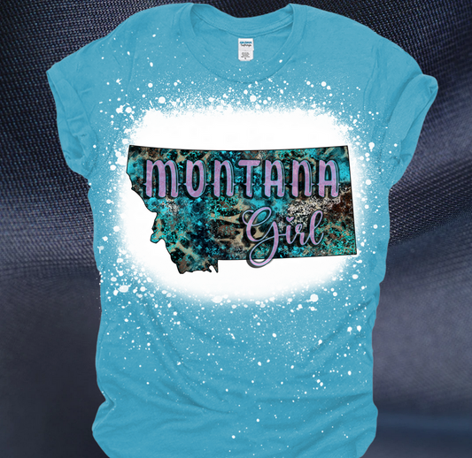 Montana Girl Bleached Gildan Tee Tshirt