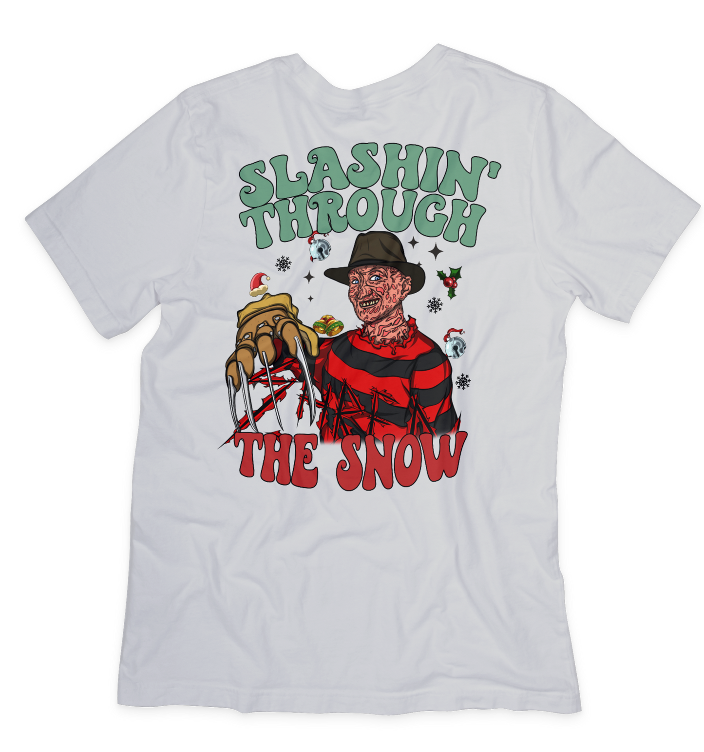 Slashing Thru The Snow Horror Christmas Freddy Krueger Tee