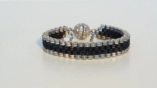 Stainless Steel Hex Double Nut Black and Silver Bracelet