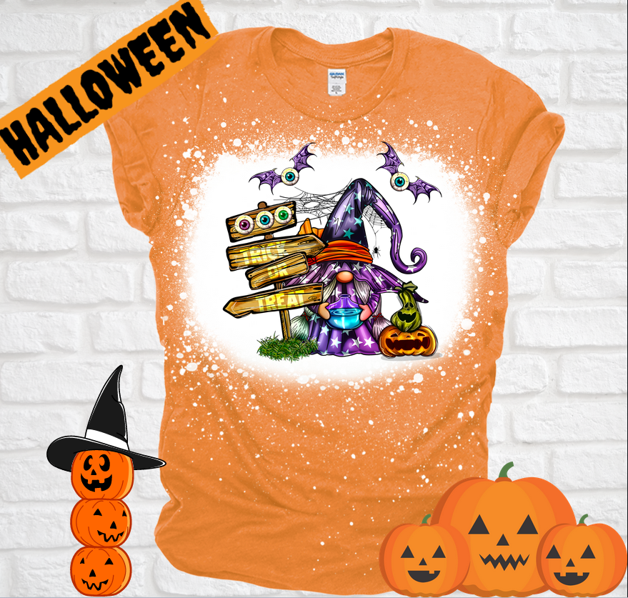 Halloween Gnome Bleached Tee T-shirt