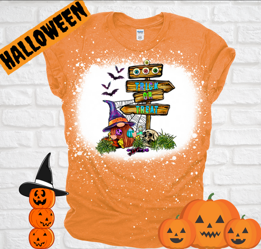 Halloween Gnome Bleached Tee T-shirt