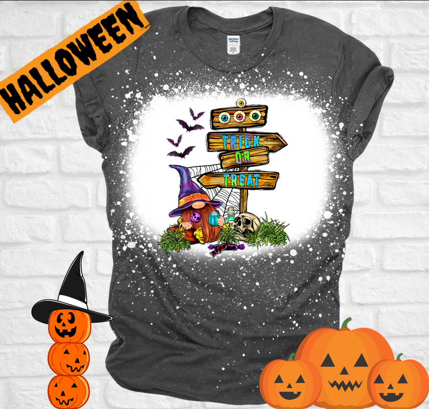 Halloween Gnome Bleached Tee T-shirt