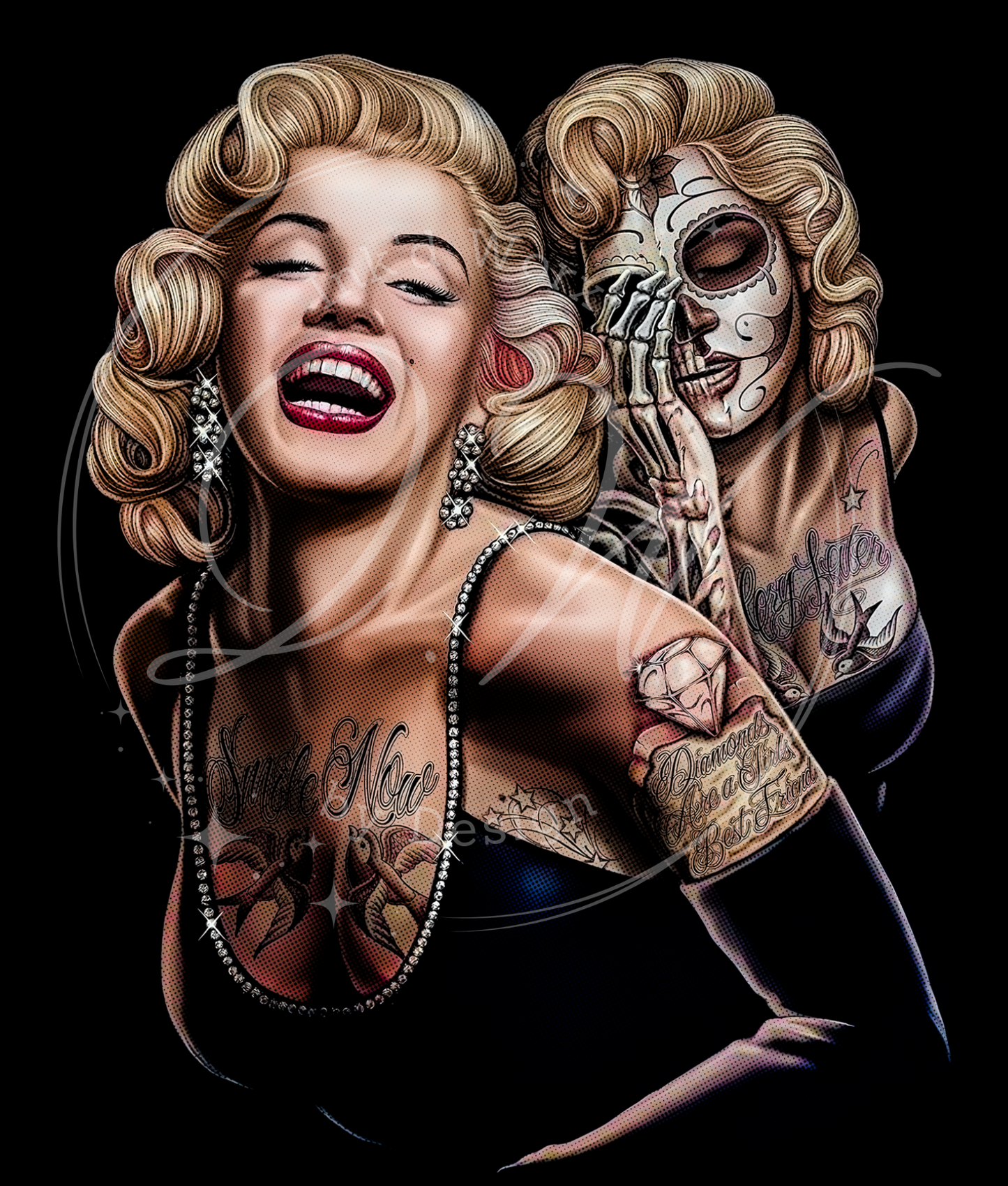 Marilyn Monroe, Marilyn Day of the Dead, Marilyn Monroe Skull Art, Marilyn Queen Mexican Art