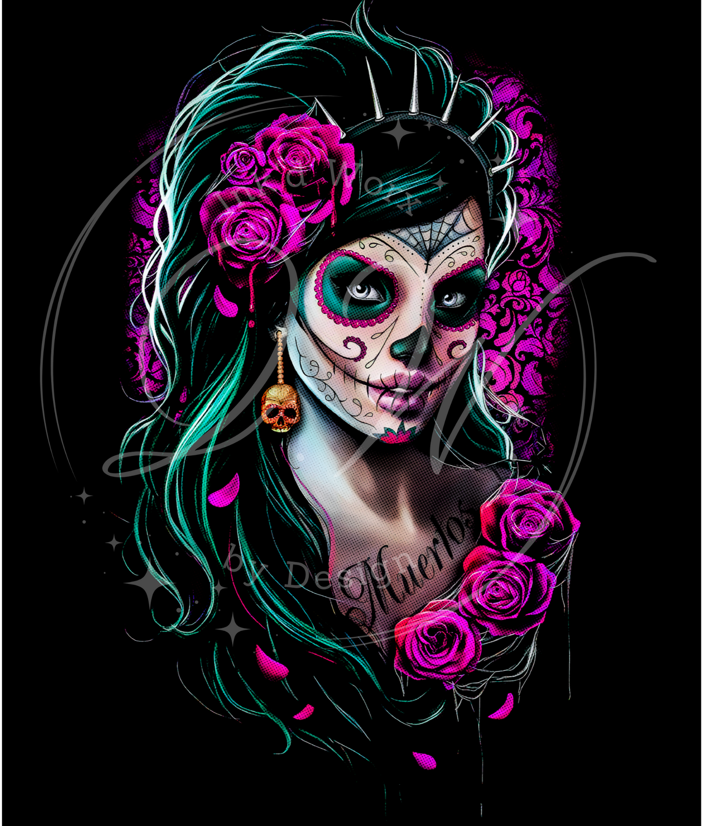 Day of the Dead Sugar Skull Catrina, Mexican Skull, Chicana Download, Mexican Dia De Los Muertos