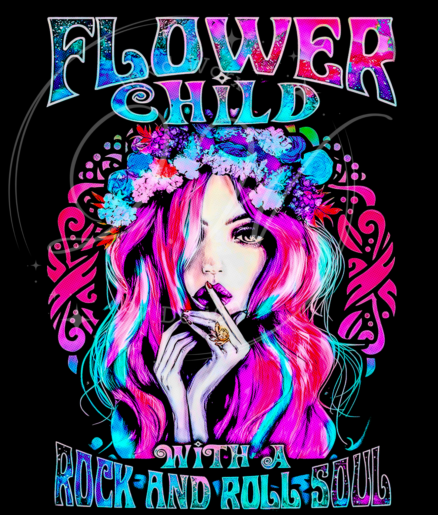 Flower Child, Rock and Roll Soul, Hippy Girl Flower Power, Pretty Floral Woman