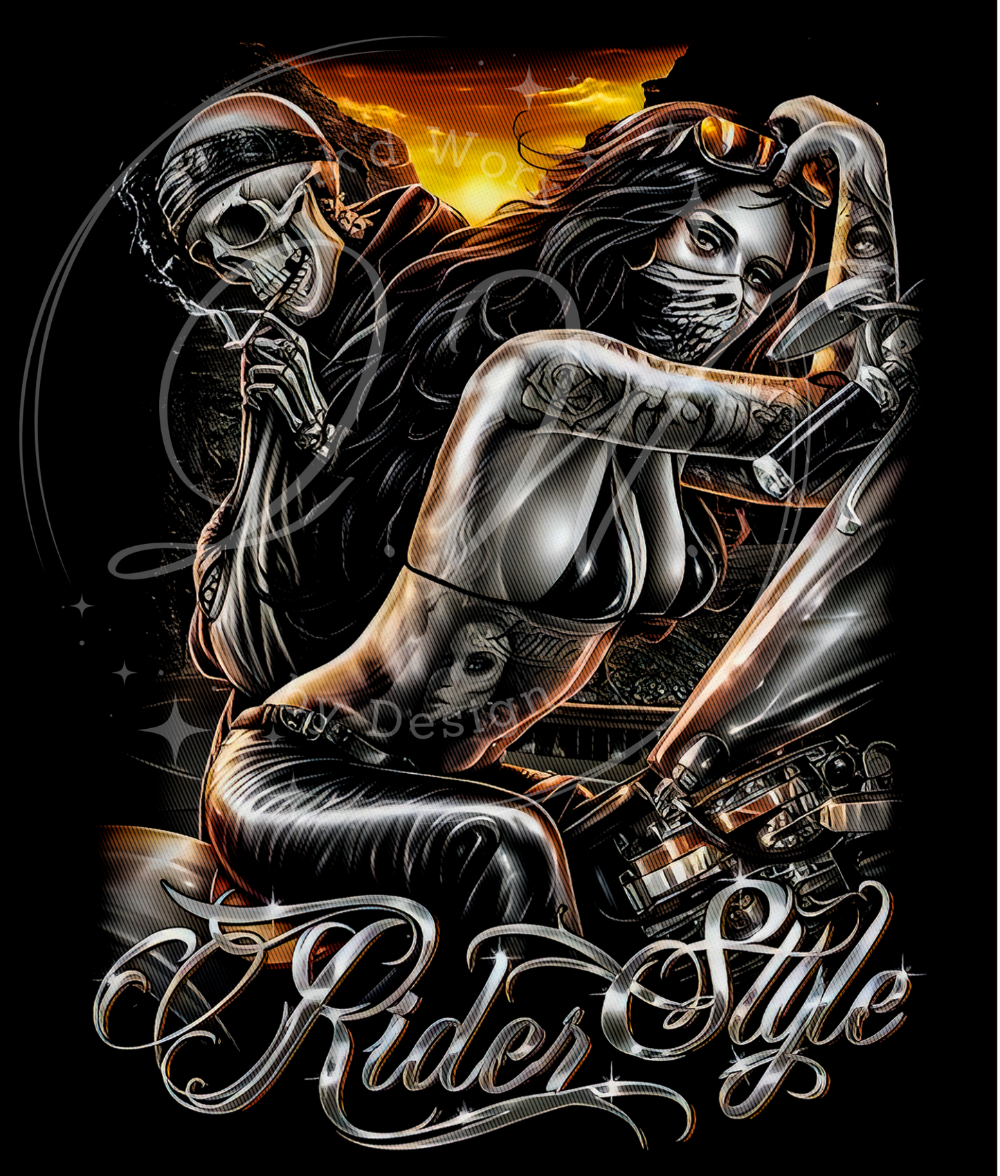 Valentine Ride or Die, Skull Biker, Valentine Race Bike Shop, Rider Style, Chicana