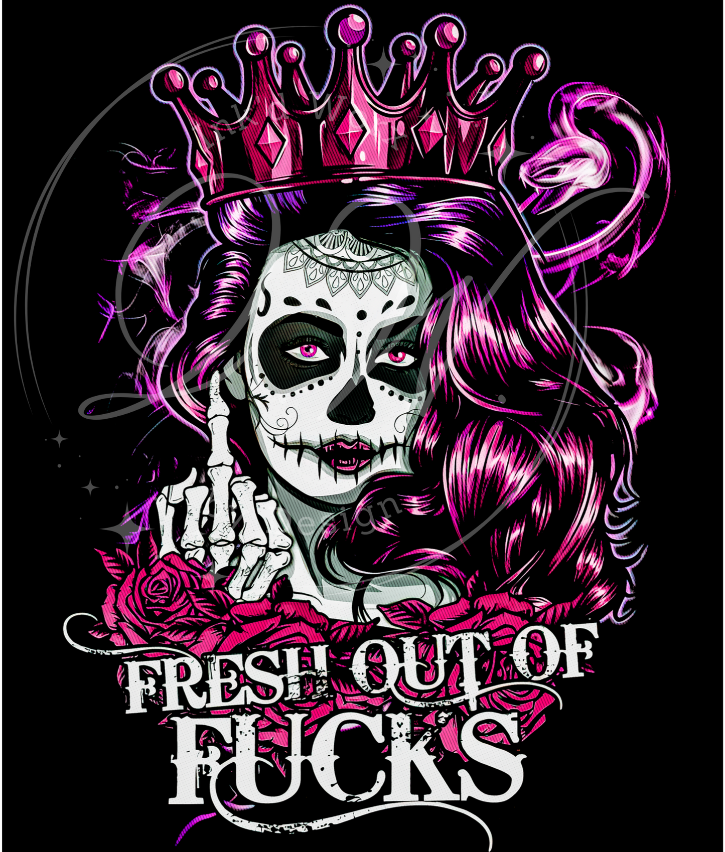 Sugar Skull Fresh Out of Fucks, La Catrina, Queen Catrina Women T-Shirt, Day of the Dead Shirt