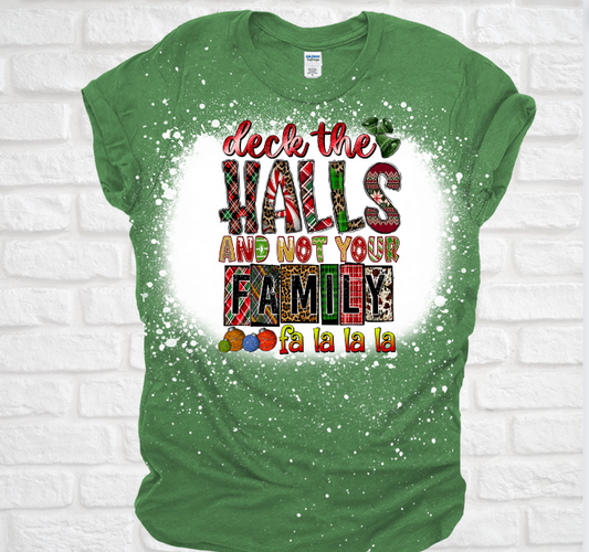 Deck The Halls Christmas Bleached Tee