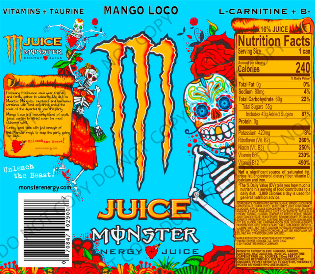 Monster Juice 20 oz Skinny Sublimation Tumbler