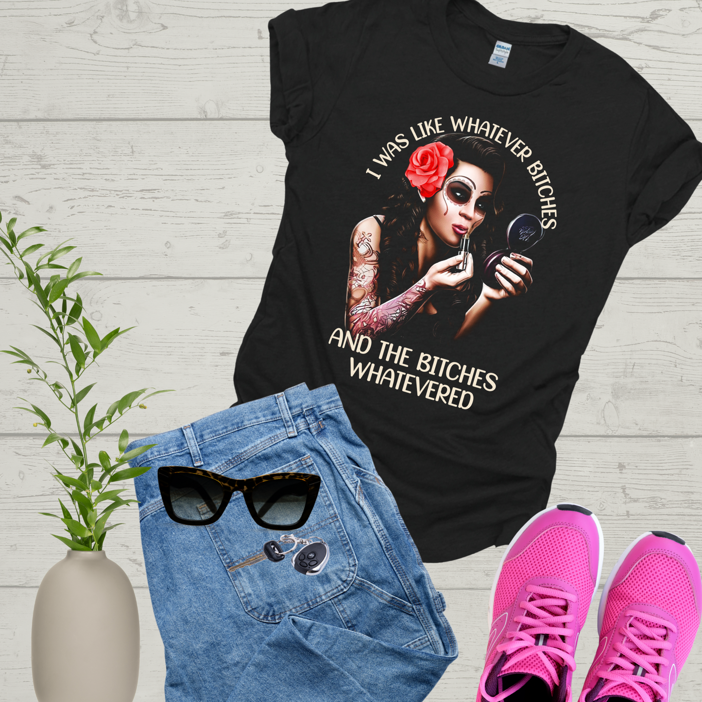Whatever Bitches Skull, Whatever Skull Adult Funny Gift idea, Chicana Skull art, Talk to the Hand