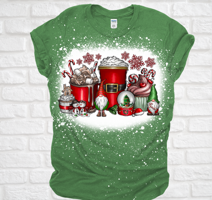 Lattes and Cocoa Christmas Bleached Tee