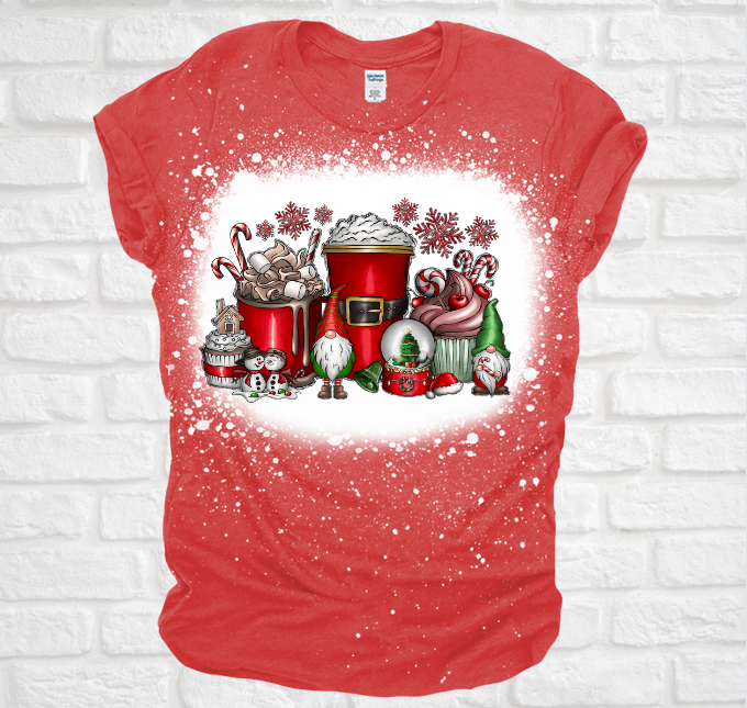 Lattes and Cocoa Christmas Bleached Tee