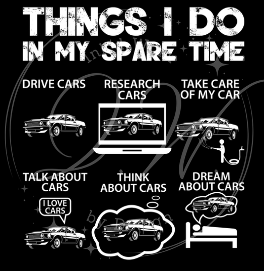 Things I Do In My Spare Time car guy gear head Black Softstyle TShirt Unisex *NEW*